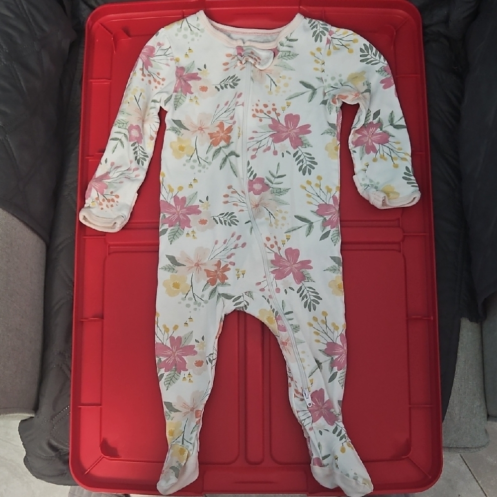 Cloud Island White and Pink Floral Footies